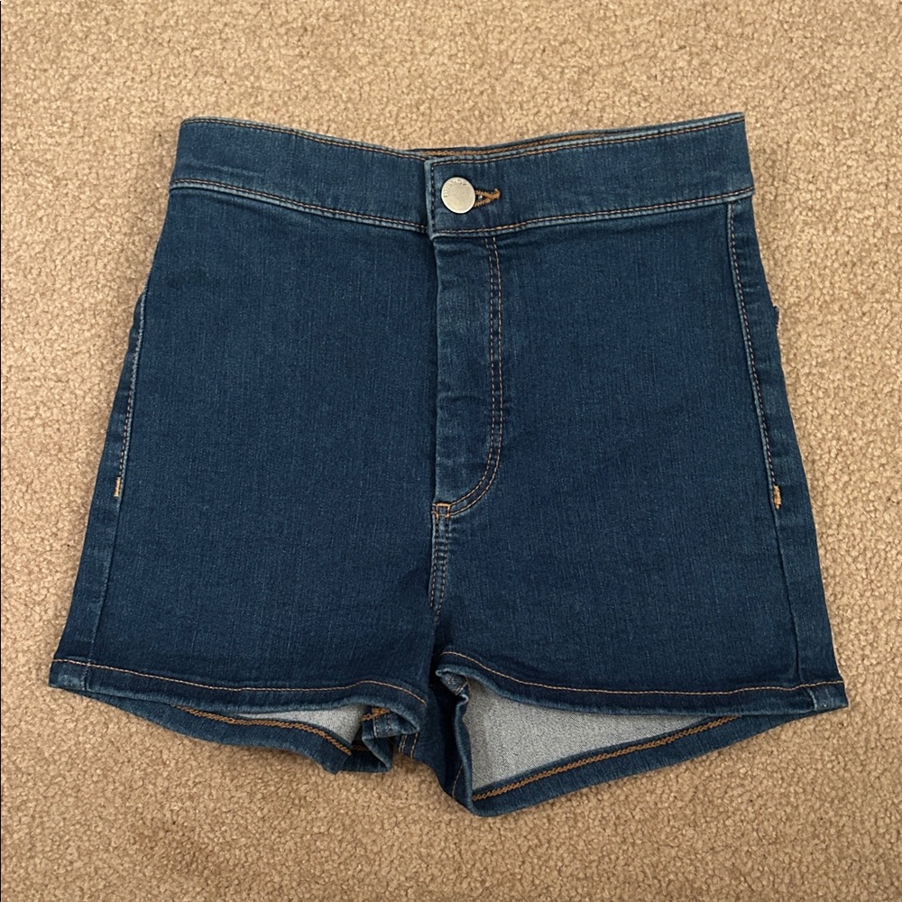 Topshop High-Waist Dark Denim Shorts
